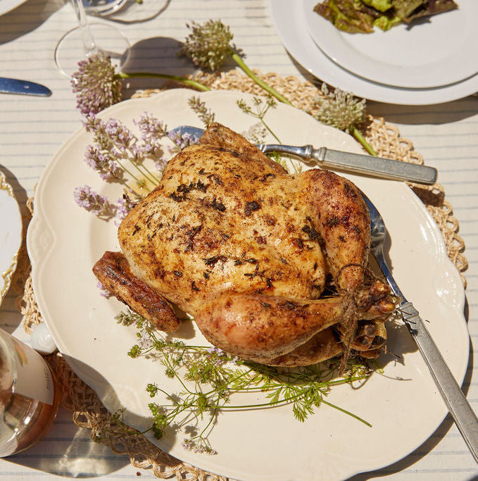 Roast Chicken with Rhubarb Lavender Butter - Girl Meets Dirt